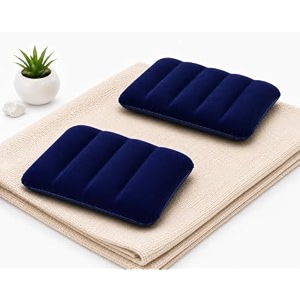 velvet inflatable travel pillow - soft air pillow for travel pack of 2