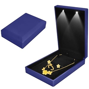 velvet jewelry box with led light for bracelet necklace ring earring jewelry display gift box with led internal lighting jewelrys display case for proposal engagement wedding 161145cm blue