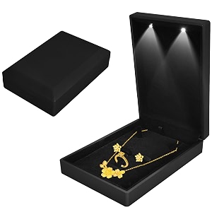 velvet jewelry box with led light for bracelet necklace ring earring jewelry display gift box with led internal lighting jewelrys display case for proposal engagement wedding 161145cm black