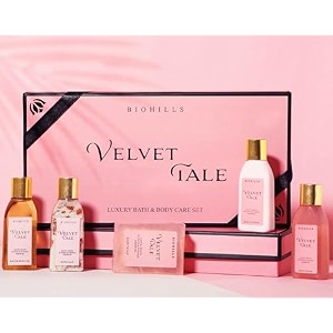 velvet luxury bath amp body care gift set  skin care hamper for women amp men  pack of 5 body wash lotion soap bath salt amp body oil  gifting for birthday valentine39s amp anniversary