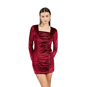 Velvet Ruched Bodycon Dress