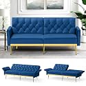 Velvet Sofa Bed wAdjustable Armrests amp Backrests