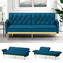 Velvet Sofa Bed wAdjustable Armrests amp Backrests