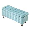 Velvet Storage Storage Bench, Bench with Storage with Hidden Large Capacity Storage, Thick Sponge Cushion, for Living Room, Bedroom(Blue,100cm/39.3in)