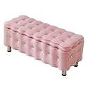 Velvet Storage Storage Bench, Bench with Storage with Hidden Large Capacity Storage, Thick Sponge Cushion, for Living Room, Bedroom(Pink,100cm/39.3in)