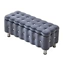 Velvet Storage Storage Bench, Bench with Storage with Hidden Large Capacity Storage, Thick Sponge Cushion, for Living Room, Bedroom(Gray,150cm/59in)