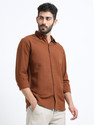 velzo Men Solid Casual Brown Shirt
