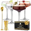 VEMACITY Deluxe Espresso Martini Glasses Set of 4, Bar Tools, Coupe Glasses