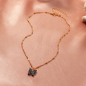 Vembley Fancy Gold-plated Black Butterfly Pendant Necklace Gold-plated Plated Alloy Necklace