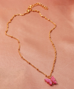 vembley fancy gold-plated golden butterfly pendant necklace gold-plated plated alloy necklace