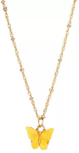 vembley fancy gold-plated yellow butterfly pendant necklace gold-plated plated alloy necklace