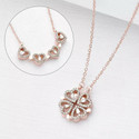 Vembley Love Heart And Four Leaf Clover Magnetic Pendant Rosegold Necklace Stainless Steel Necklace