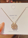 Vembley Love Heart And Four Leaf Clover Magnetic Pendant Golden Gold-plated Plated Stainless Steel Necklace