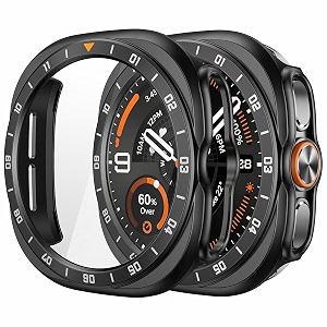 vemigon hard pc case with screen protector compatible with 47mm samsung galaxy watch ultra 2 2026 cover with tempered glass for samsung watch ultra2 scratch-resistant anti-slip protection black