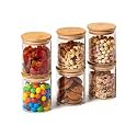 Vency 12 Set Glass Jars Set, 220Ml With Bamboo Airtight Lids And Labels, Food Cereal Storage Containers For Home Kitchen Tea Herbs Pasta Coffee Flour Herbs Grains,Multicolor
