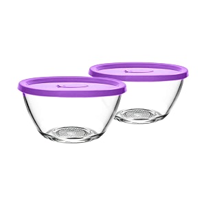 vency 435ml glass mixing bowl with lid lid color may vary  microwave and dishwasher safe glass bowl with lid set of 2