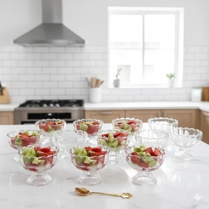 vency exquisite glass ice cream bowl set of 12 - premium dessert bowls set of 12 for icecream fruit and more - perfect for serving and enjoying your favorite frozen treats set of 6 x 2