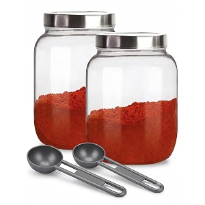 vency glass jar 3000 ml  round jars for kitchen  transparent containers for kitchen pantry flour cereal masala dry fruits  see through cap  set of 2