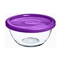 Vency Microwave and Dishwasher Safe Glass Bowl with Lid (435ml, Lid Colour May Vary, Transparent)