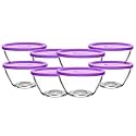 Vency Set of 8 Glass Mixing Bowl with Lid - Size 435ml - Transparent Glass - Lid Color Random (435ml) (Set of 8)