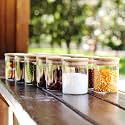 Vency Set Of 9 Glass Jars Set, 220Ml With Bamboo Airtight Lids, Food Cereal Storage Containers For Home Kitchen Tea Herbs Pasta Coffee Flour Herbs Grains, Transparent