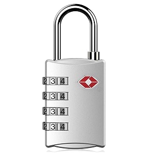 venekety zinc 309-tsa approved 4 digit combination lock for luggage travel bags - password padlock silver