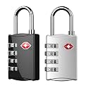Set Of 2-309-Metal Tsa Approved Combination Lock For Luggage Bag Number Password Travel Locks(Black)