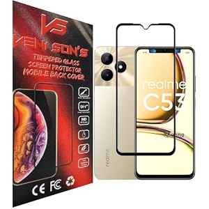 veni son39s new d hd tempered glass screen protector with full coverage hd lucidity compatible for realme c53 black