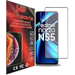 veni son39s new d hd tempered glass screen protector with full coverage hd lucidity compatible for narzo n55 black