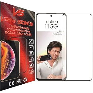 veni son39s new d hd tempered glass screen protector with full coverage hd lucidity compatible for realme 11 black
