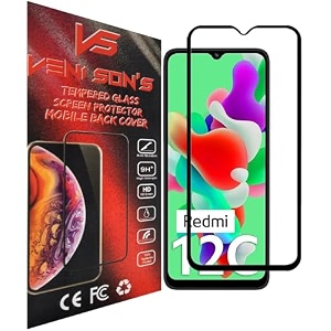 veni son39s new d hd tempered glass screen protector with full coverage hd lucidity compatible for redmi 12c black