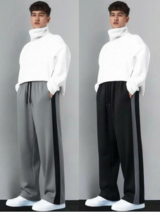 Venner Striped Men Grey Black Track Pants
