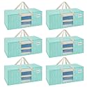 VENO Heavy Duty Moving Bags, Storage Bags, Clear Window, Evergreen, 6 Pack