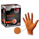 Venom Steel Orange Nitrile Gloves, 8 mil Thick, 50 Count, Maximum Grip Textured Disposable Gloves, Puncture and Rip Resistant, Hi-Visibility Orange, One Size Fits Most