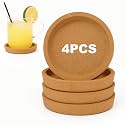 Vensovo 4 Pack 4 Inch Round Cork Coasters for Drinks