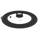 Vented Tempered Glass Universal Lid for Pot Pan Skillet with Heat Resistant Silicone Rim Microwave Splatter Lid Cover Microwave Safe Fit 6.5" 7" 7.5" Cookware, Dishwasher Safe Black