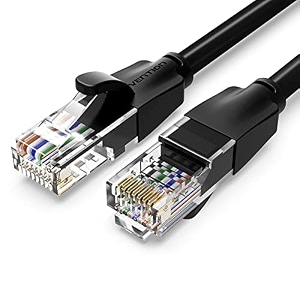 vention cat 6 ethernet cable 3ft high speed cat6 internet network patch cord rj45 connector professional lan cable compatible for router gaming modem ps4 ps5 xbox-black