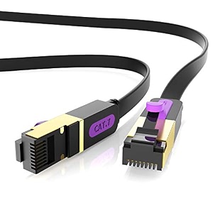 vention cat 8 ethernet cable 15m flat high speed internet cable 40gbps 2000mhz rj45 network lan cable gold-plated short ethernet cable for pc ps54 xbox router modem etc