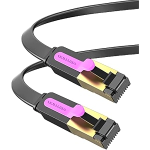 vention cat 8 ethernet cable 15m flat high speed internet cable 40gbps 2000mhz rj45 network lan cable gold-plated short ethernet cable for pc ps54 xbox router modem etc