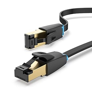 vention cat 8 ethernet cable 15m flat high speed internet cable 40gbps 2000mhz rj45 network lan cable gold-plated short ethernet cable for pc ps54 xbox router modem etc