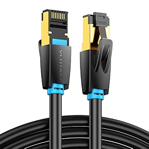 vention cat 8 ethernet cable 10ft high speed 40gbps 2000mhz cat8 internet network patch cord with gold plated rj45 connector professional lan cable compatible for router gaming modem ps4 ps5 xbox