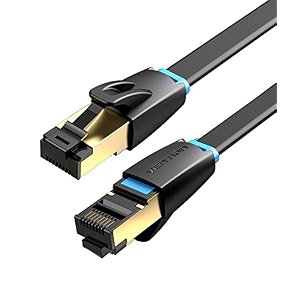 vention cat 8 ethernet cable 15m flat high speed internet cable 40gbps 2000mhz rj45 network lan cable gold-plated short ethernet cable for pc ps54 xbox router modem etc