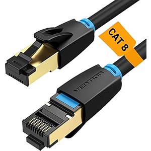 vention cat 8 ethernet cable 15m flat high speed internet cable 40gbps 2000mhz rj45 network lan cable gold-plated short ethernet cable for pc ps54 xbox router modem etc