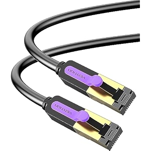 vention cat 8 ethernet cable 15m flat high speed internet cable 40gbps 2000mhz rj45 network lan cable gold-plated short ethernet cable for pc ps54 xbox router modem etc