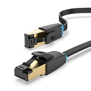 vention cat 8 ethernet cable 15m flat high speed internet cable 40gbps 2000mhz rj45 network lan cable gold-plated short ethernet cable for pc ps54 xbox router modem etc