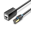VENTION Cat 8 Ethernet Cable 1.5m Flat High Speed Internet Cable 40Gbps 2000MHz Rj45 Network Lan Cable Gold-Plated Short Ethernet Cable for PC, PS5/4, Xbox, Router, Modem etc