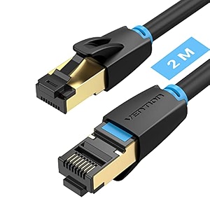 vention cat 8 ethernet cable 66ft high speed 40gbps 2000mhz cat8 internet network patch cord with gold plated rj45 connector professional lan cable compatible for router gaming modem ps4 ps5 xbox