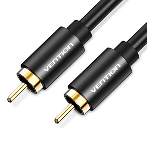 vention coaxial cable with gold plated rca to rca connectors spdif cable rca coaxial male to male black 66ft