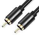 VENTION Coaxial Cable with Gold Plated RCA to RCA Connectors SPDIF Cable (RCA Coaxial Male to Male, Black) 6.6FT
