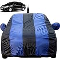 Vento Dustproof Car Cover with Mirror &amp; Antenna Pockets, Royal Blue Stripes, Taffeta Polyster,Triple Stitched, Compatible with Volkswagen Vento Car Cover (2010 to 2024), Vento Car Accessories